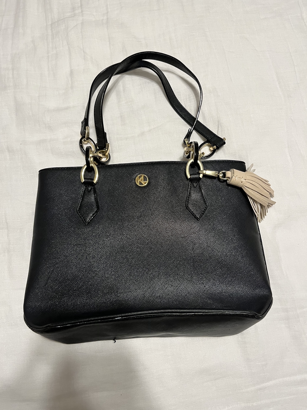 Kate Landry Black & Tan Structured Tote Bag